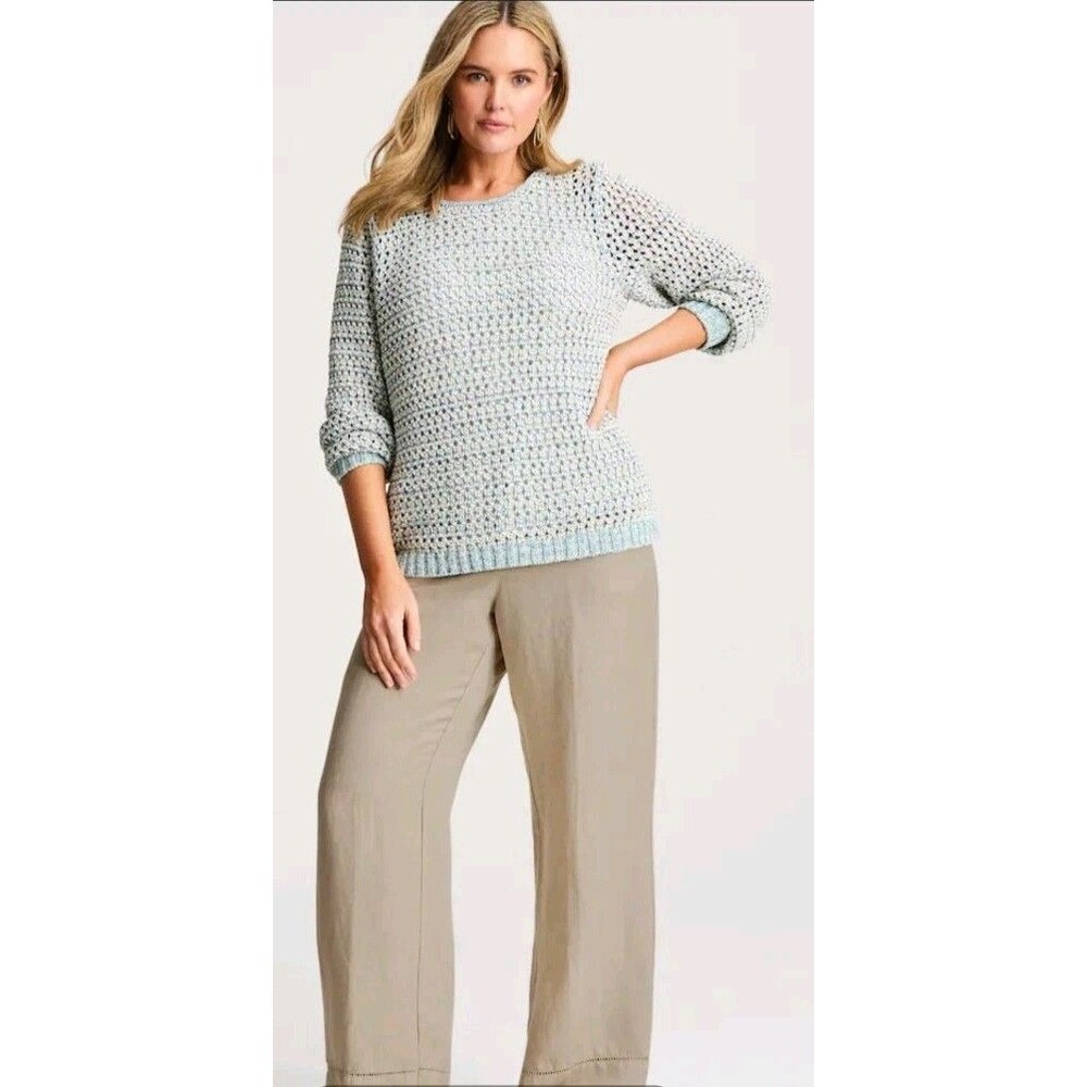 J. Jill Wide Linen 100%  Pants Flax Sz LP Beach Resort Cruise